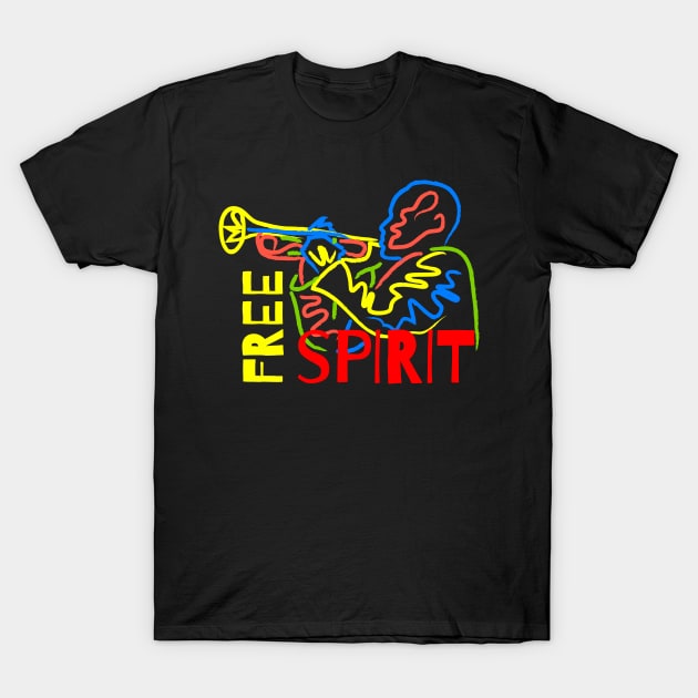 Colorful Trumpeter- Free Spirit T-Shirt by jazzworldquest